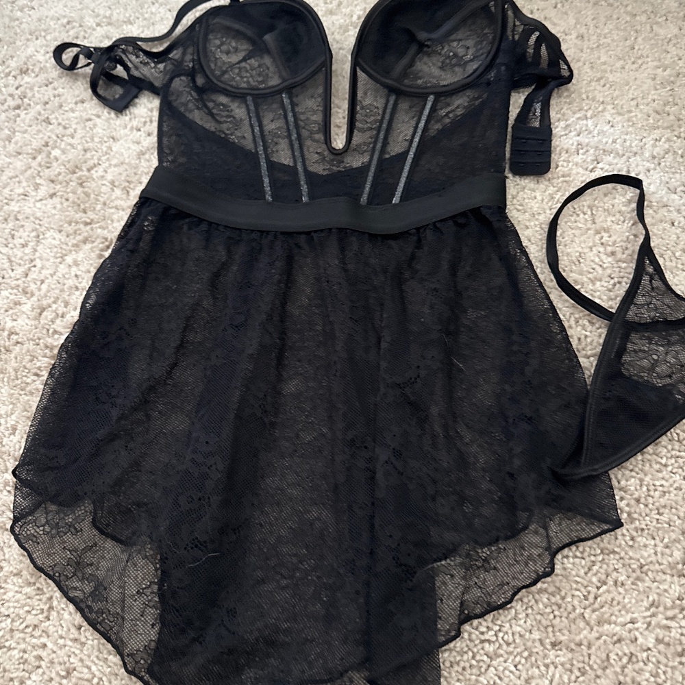Belle Noir Babydoll 2-Piece Set